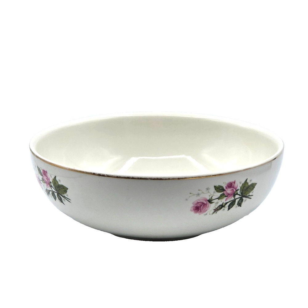 MCM Hall's Superior Pottery Heather Rose Salad Serving Bowl 9"  c1955 ‎ VINTAGE
